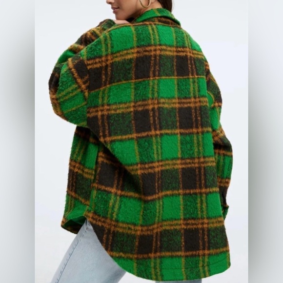 Good American Plaid Shacket Green Women’s Jacket - Picture 4 of 7